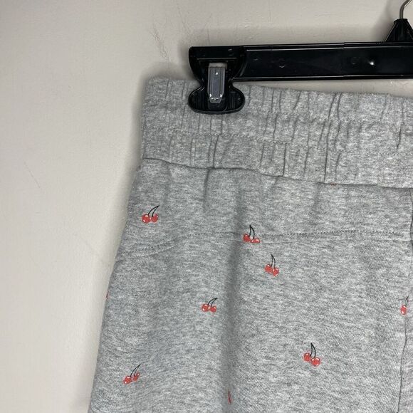 BETSEY JOHNSON Shorts Women Large Cherries Jubilee Gray Raw Hem Sweat Terry - Picture 8 of 13